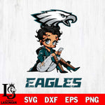 Philadelphia Eagles Style Black Fan Girl Betty Boop Svg Eps Dxf Png File, Digital Download, Instant Download