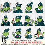 Philadelphia Eagles  Boujee Grinch NFL Bundle 12 SVG Eps Dxf Png File, Digital Download, Instant Download