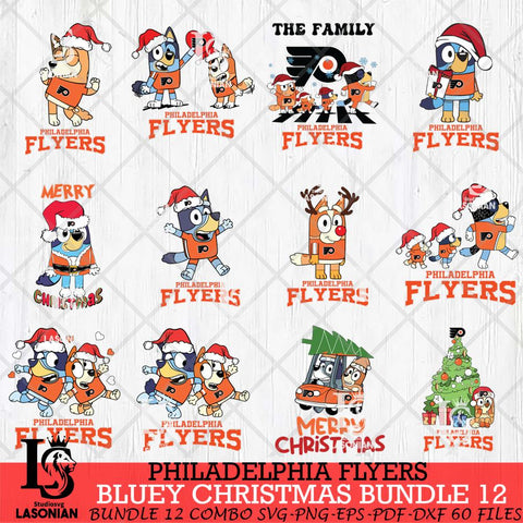 Philadelphia Flyers Bluey Happy Christmas Bundle 12 Svg Eps Dxf Png File, Digital Download