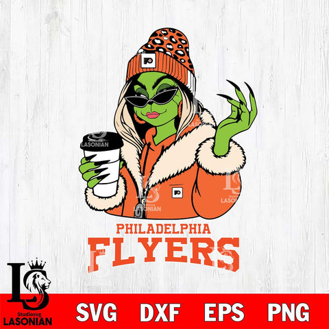 Philadelphia Flyers Boujee Grinch Girls Christmas Cut Files, Cricut,Christmas Svg Dxf Eps Png file , Digital Download