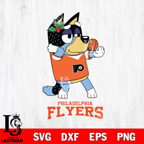 Philadelphia Flyers Christmas Bluey Bandit Heeler Svg, Christmas Svg , NHL svg , Digital Download, dxf eps png pdf file