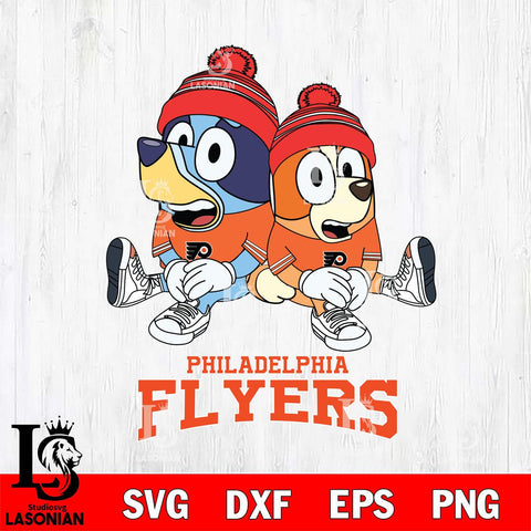 Philadelphia Flyers Christmas Bluey & Bingo Sit Svg, Christmas Svg , NHL svg , Digital Download, dxf eps png pdf file