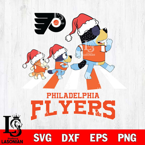 Philadelphia Flyers Christmas Family Bluey Walking Svg, Christmas Svg , NHL svg , Digital Download, dxf eps png pdf file