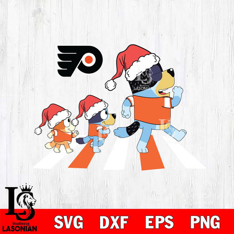 Philadelphia Flyers Family Bluey Walking Christmas Svg Eps Dxf Png File, Digital Download, Instant Download