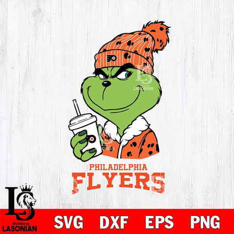 Philadelphia Flyers Grinch Cofffe Christmas Cut Files, Cricut,Christmas Svg Dxf Eps Png file , Digital Download