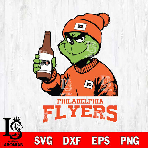 Philadelphia Flyers Grinch Drinking Beer Christmas Cut Files, Cricut,Christmas Svg Dxf Eps Png file , Digital Download