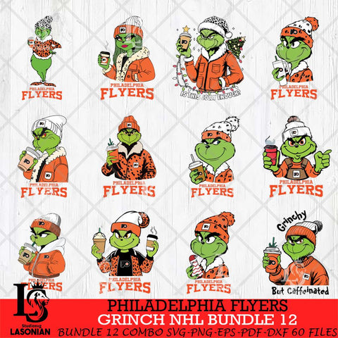 Philadelphia Flyers Grinch NHL Bundle 12 SVG Eps Dxf Png File, Digital Download, Instant Download