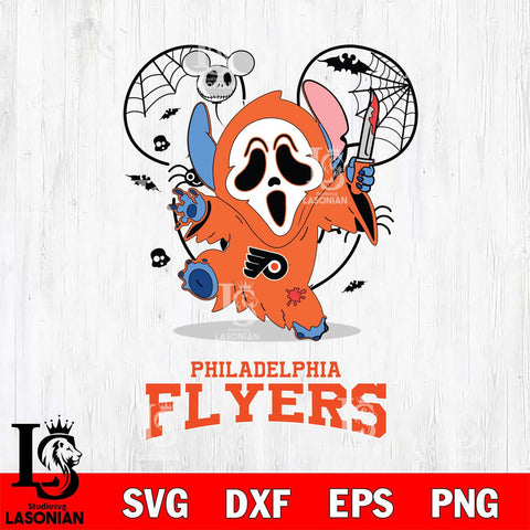 Philadelphia Flyers Stitch Ghost Face Halloween 2 Svg Eps Dxf Png File, Digital Download, Instant Download