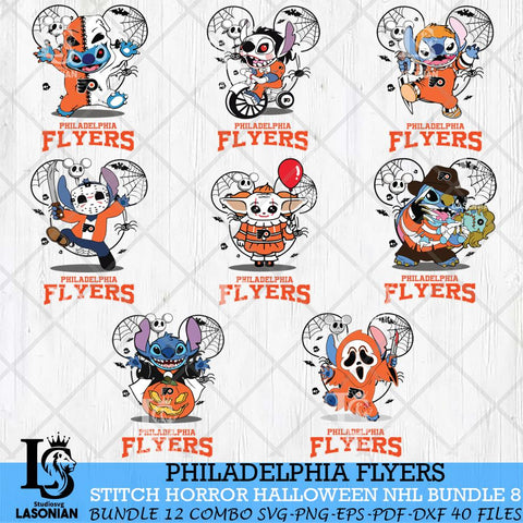 Philadelphia Flyers Stitch Halloween Bundle 8 SVG Svg Eps Dxf Png File, Digital Download, Instant Download