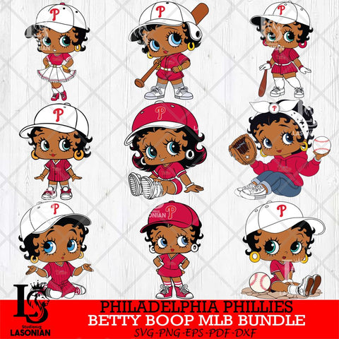 Philadelphia Phillies  Betty Boop MLB Bundle 9 SVG Eps Dxf Png File, Bundle MLB svg, Digital Download, Instant Download