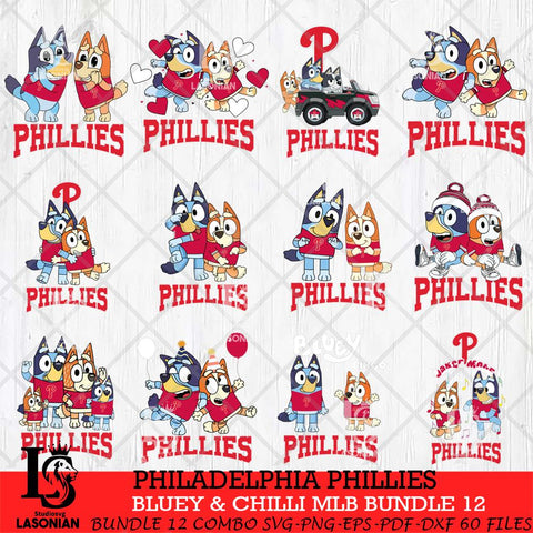 Philadelphia Phillies Bluey & Bingo MLB Bundle 12 SVG Eps Dxf Png File, Bundle MLB svg, Digital Download, Instant Download