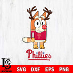 Philadelphia Phillies Bluey Chilli Christmas Deer Svg Eps Dxf Png File, Digital Download