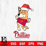 Philadelphia Phillies Bluey Chilli Happy Christmas Svg Eps Dxf Png File, Digital Download