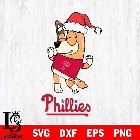 Philadelphia Phillies Bluey Chilli Happy Christmas Svg Eps Dxf Png File, Digital Download