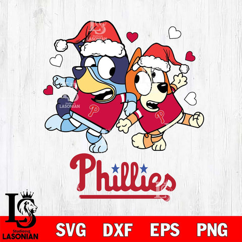 Philadelphia Phillies Bluey Christmas 2 Svg Eps Dxf Png File, Digital Download