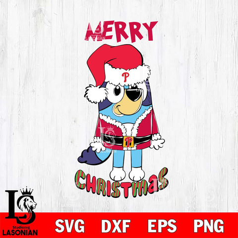 Philadelphia Phillies Bluey Merry Christmas Bluey Santa Claus Svg Eps Dxf Png File, Digital Download