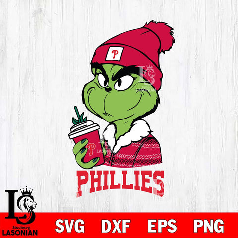 Philadelphia Phillies Boujee Grinch Christmas Cut Files Cricut, Svg Dxf Eps Png file , Silhouette