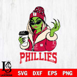 Philadelphia Phillies Boujee Grinch Girls Christmas Cut Files Cricut, Svg Dxf Eps Png file , Silhouette