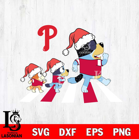 Philadelphia Phillies Family Bluey Walking Christmas Svg Eps Dxf Png File, Digital Download, Instant Download