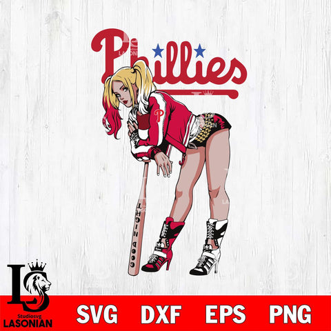 Philadelphia Phillies Fan Girl Harley Quinn MLB Svg Eps Dxf Png File, Digital Download, Instant Download