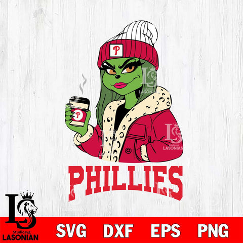 Philadelphia Phillies Girls Grinch Bougie Svg Eps Dxf Png File, Digital Download, Instant Download