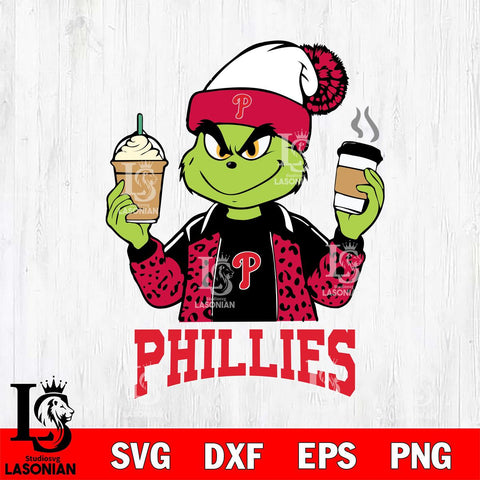 Philadelphia Phillies Grinch 2 coffee Svg Eps Dxf Png File, Digital Download, Instant Download