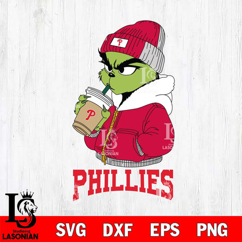 Philadelphia Phillies Grinch Bougie Christmas Cut Files Cricut, Svg Dxf Eps Png file , Silhouette