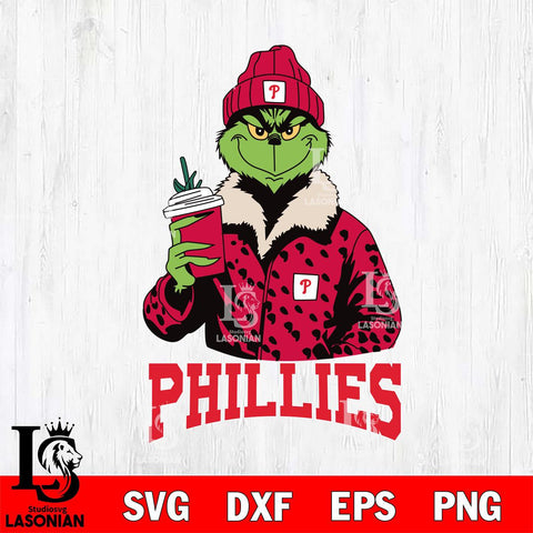 Philadelphia Phillies Grinch Christmas Cut Files Cricut, Svg Dxf Eps Png file , Silhouette