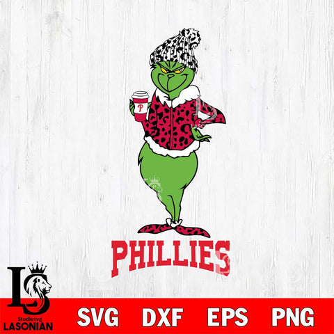 Philadelphia Phillies Grinch Leopard Coffee Svg Eps Dxf Png File, Digital Download, Instant Download