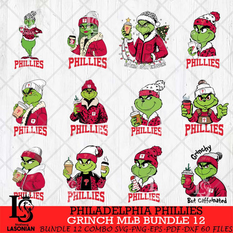 Philadelphia Phillies Grinch MLB Bundle 12 SVG Eps Dxf Png File, Digital Download, Instant Download