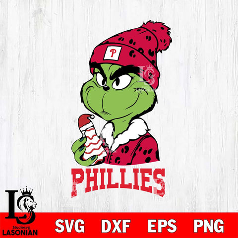 Philadelphia Phillies Grinch Tree Cake Svg Eps Dxf Png File, Digital Download, Instant Download