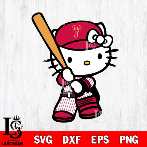 Philadelphia Phillies Hello Kitty 2 Svg Eps Dxf Png File, Digital Download, Instant Download