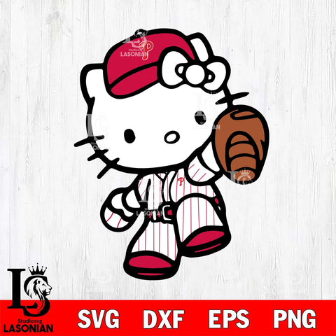 Philadelphia Phillies Hello Kitty 3 Svg Eps Dxf Png File, Digital Download, Instant Download