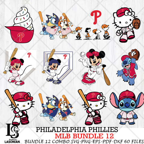 Philadelphia Phillies MLB Bundle 12 Svg Eps Dxf Png File, Digital Download, Instant Download