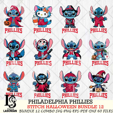 Philadelphia Phillies Stitch Horror Bundle 12 SVG Svg Eps Dxf Png File, MLB svg, Digital Download, Instant Download