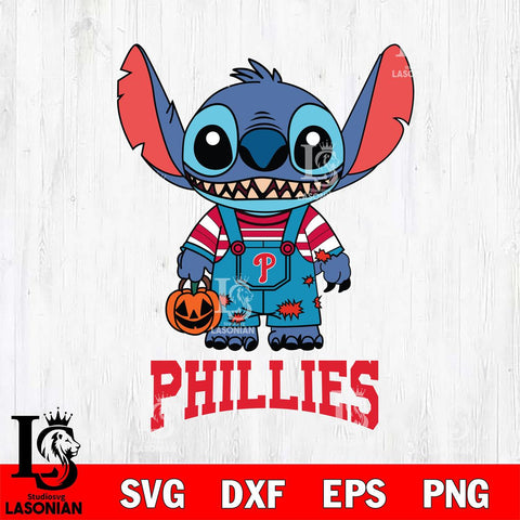 Philadelphia Phillies Stitch Horror Halloween Svg Eps Dxf Png File, MLB svg, Digital Download, Instant Download