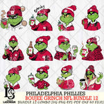 Philadelphia Phillies  Boujee Grinch MLB Bundle 12 SVG Eps Dxf Png File, Digital Download, Instant Download