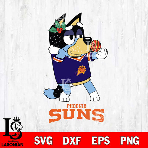 Phoenix Suns Christmas Bluey Bandit Heeler Svg , Christmas Svg , Bluey svg , Digital Download, dxf eps png pdf file