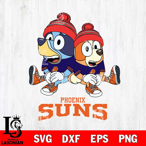 Phoenix Suns Christmas Bluey & Bingo Sit Svg , Christmas Svg , Bluey svg , Digital Download, dxf eps png pdf file