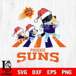 Phoenix Suns Christmas Family Bluey Walking Svg , Christmas Svg , Bluey svg , Digital Download, dxf eps png pdf file