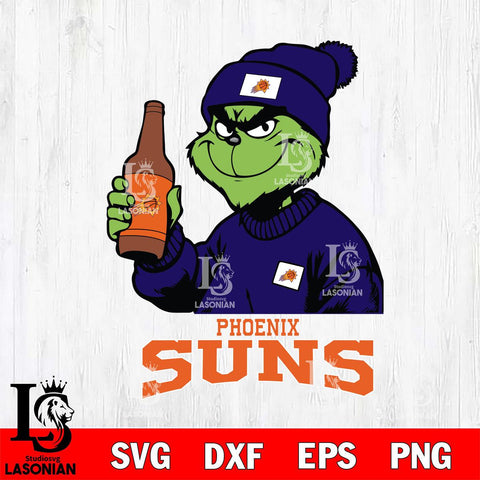 Phoenix Suns Grinch Drinking Beer Christmas Cut Files Cricut, Svg Dxf Eps Png file , Silhouette