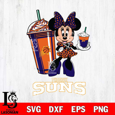 Phoenix Suns Minnie Mouse Fan And Coffee Svg Eps Dxf Png File, Digital Download, Instant Download