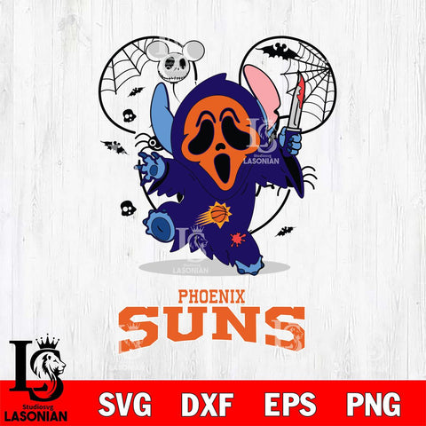 Phoenix Suns Stitch Ghost Face Halloween 2 Svg Eps Dxf Png File, Digital Download, Instant Download