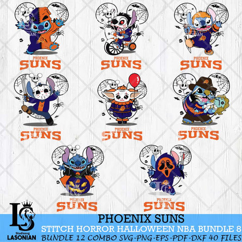 Phoenix Suns Stitch Horror Halloween NBA Bundle Svg Eps Dxf Png File, Digital Download, Instant Download