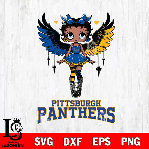 Pittsburgh Panthers Anglel Black Fan Girl Betty Boop, Svg Eps Dxf Png File, Digital Download