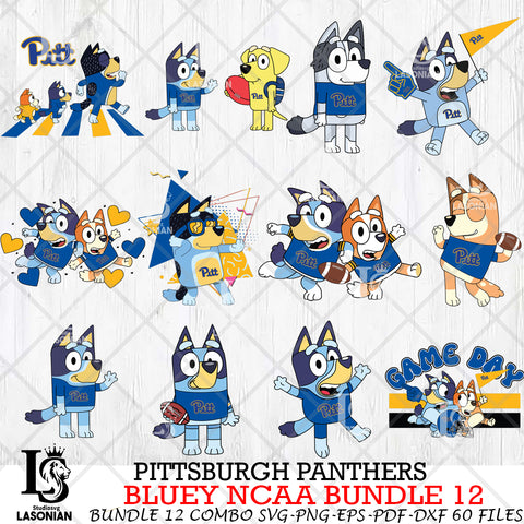 Pittsburgh Panthers Bluey NCAA Bundle 12 Svg Eps Dxf Png File, Digital Download, Instant Download