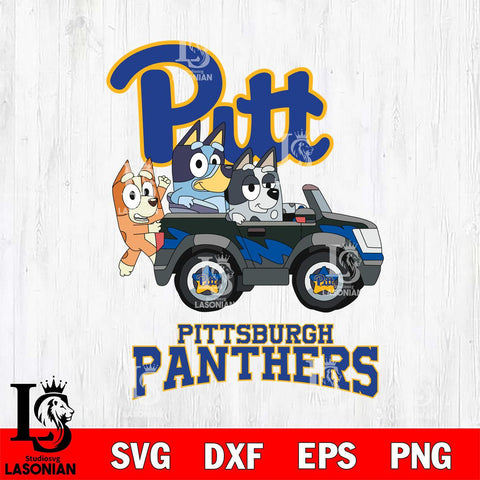 Pittsburgh Panthers Bluey friends car Svg Eps Dxf Png File, NCAA svg, Digital Download, Instant Download