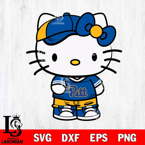 Pittsburgh Panthers Cute Hello Kitty Football 2 Svg Eps Dxf Png File, NCAA svg, Digital Download, Instant Download