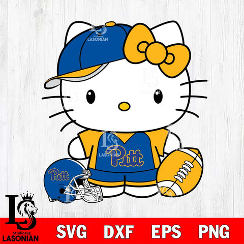 Pittsburgh Panthers Cute Hello Kitty Football 4 Svg Eps Dxf Png File, NCAA svg, Digital Download, Instant Download