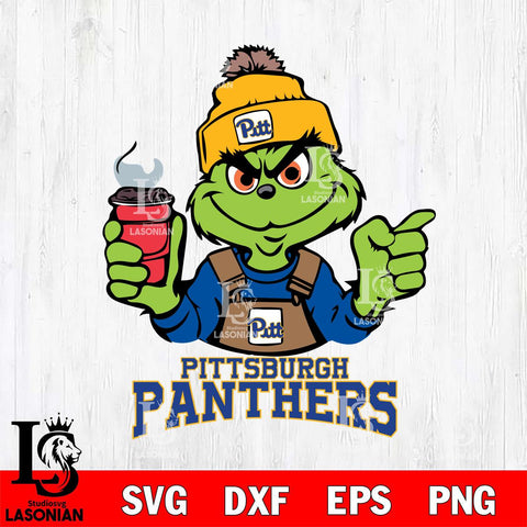 Pittsburgh Panthers Grinch with coffee Svg Eps Dxf Png File, Digital Download, Instant Download